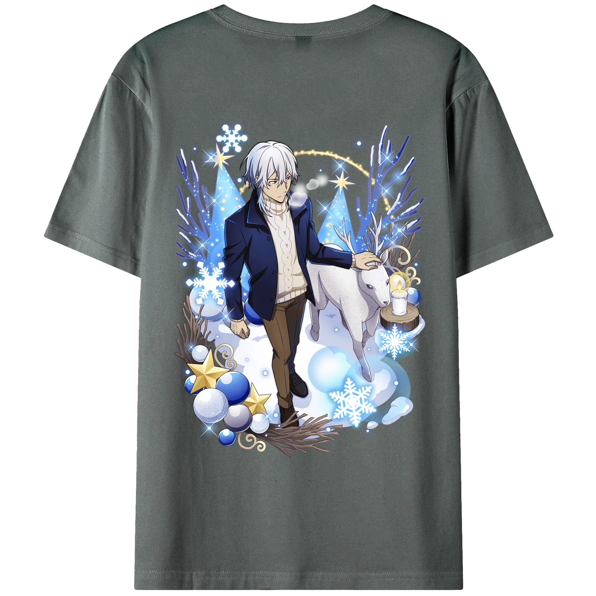（画像用） 文豪ストレイドッグス Bungo Stray Dogs 綿100％ メンズ半袖Tシャツ（バックプリント） 通気性